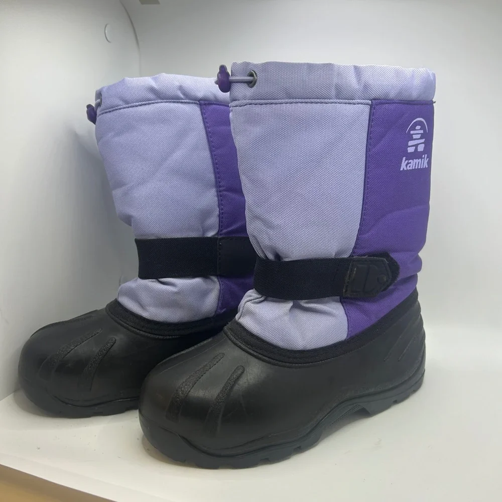 Kamik Kids Purple Waterproof Insulated Snow Boots Size 2 Adjustable Strap